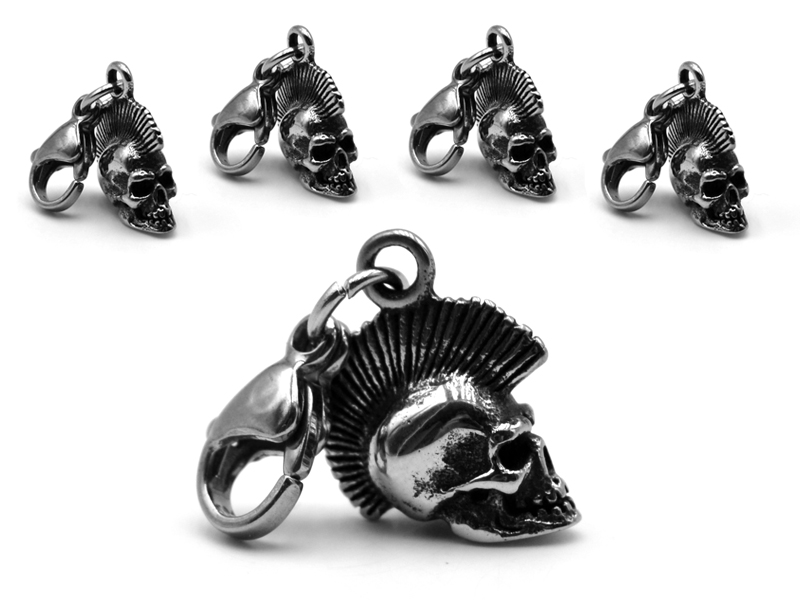Edelstahlanhänger "Charms" Skully 5er Pack