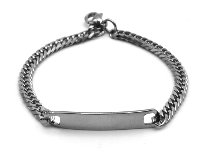 Edelstahlpanzerarmband mit Gravurplatte