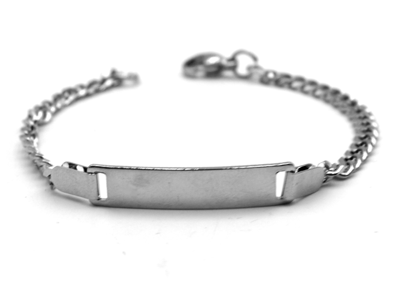 Edelstahlpanzerarmband mit Gravurplatte für Kinder