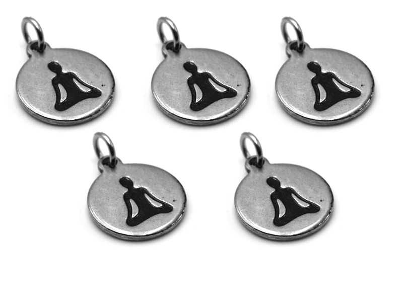 Edelstahlanhänger "Buddha" (12mm) 5er Pack
