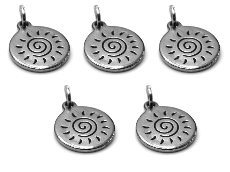 Edelstahlanhänger "Sonnenspirale" (12mm) 5er Pack