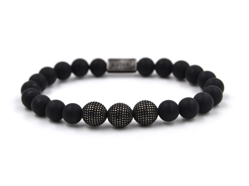 Onyxarmband mit Edelstahlbeads