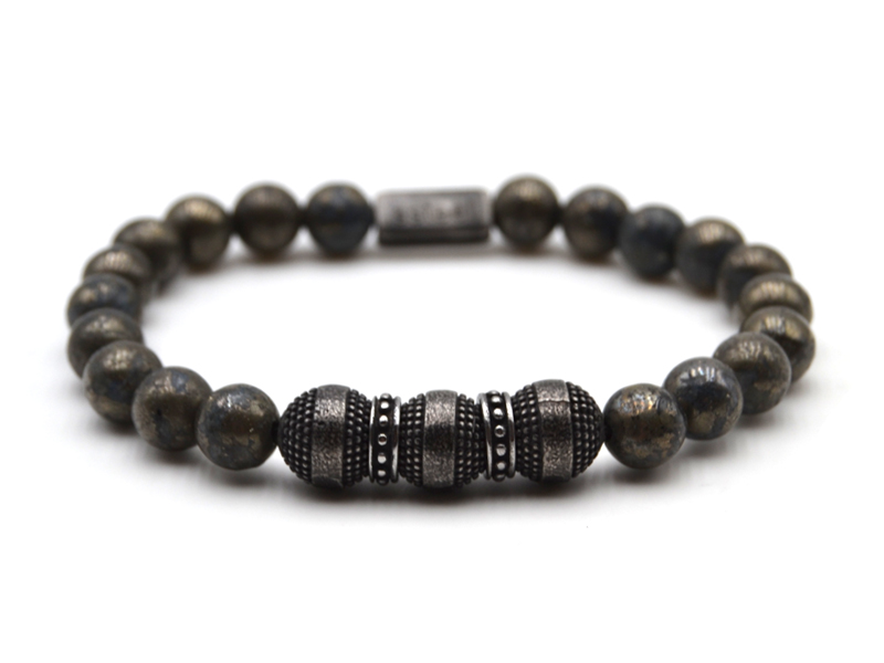 Hämatitarmband mit Edelstahlbeads