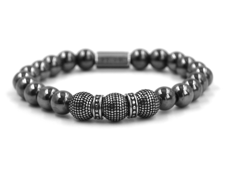 Hämatitarmband mit Edelstahlbeads