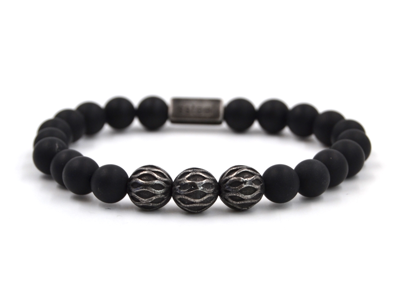 Onyxarmband mit Edelstahlbeads