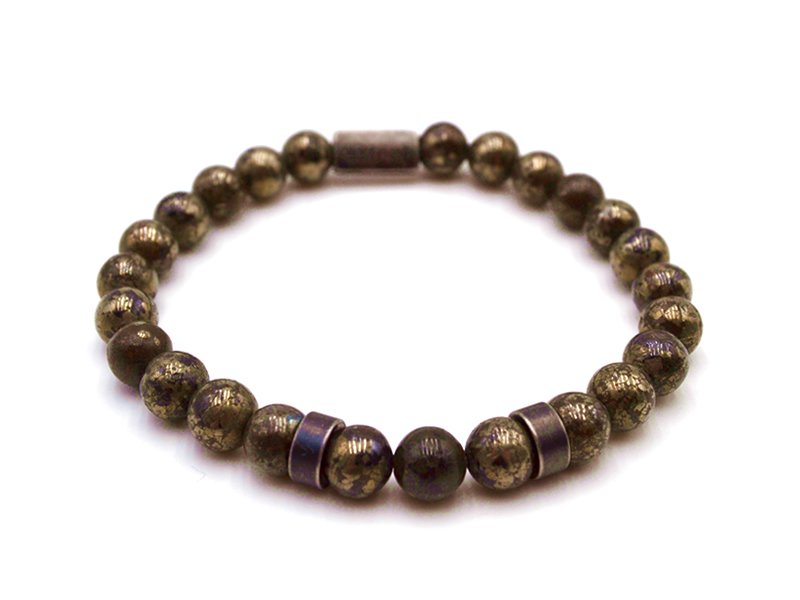 Hämatit Armband mit Edelstahl Beads (ca. 23cm)