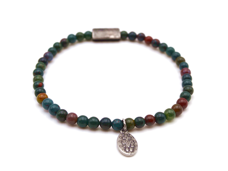 Blutstein Armband mit edelstahl Beads "Maria" (ca. 22cm)