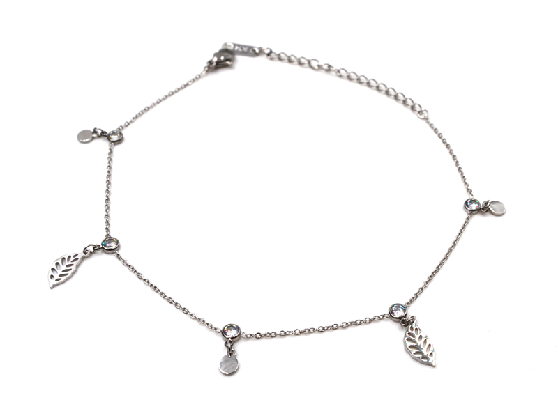 EDELSTAHLFUSSKETTE MIT BLATT