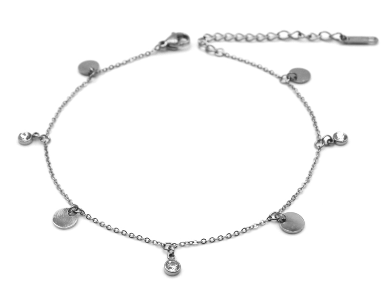 Edelstahlfusskette mit Coin