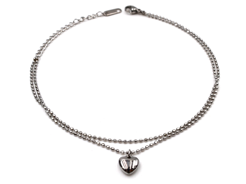 Edelstahlfusskette mit Herzen