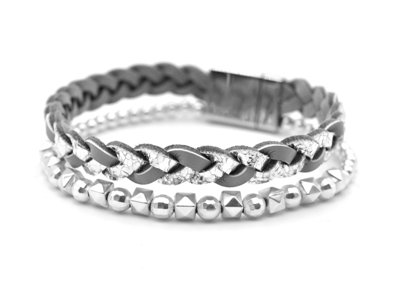 Lederarmband mit Perlen (19,5cm)