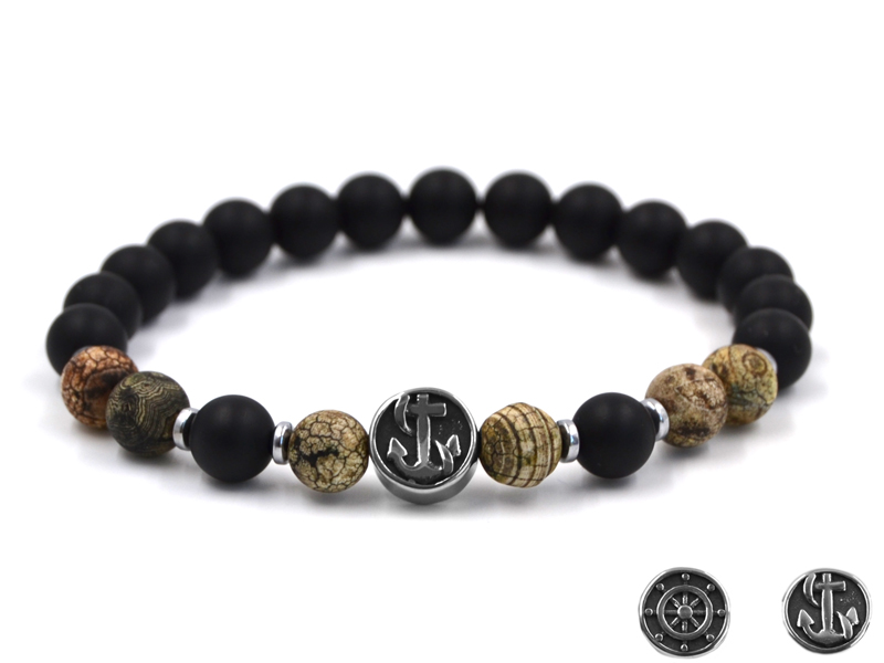 Edelstahl Onyxarmband