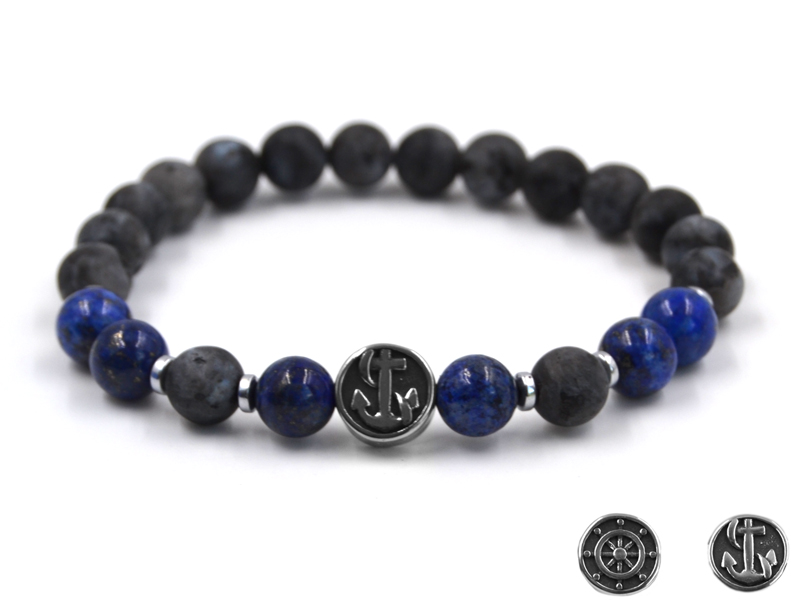 ECHTSTEINARMBAND MIT EDELSTAHLBEADS