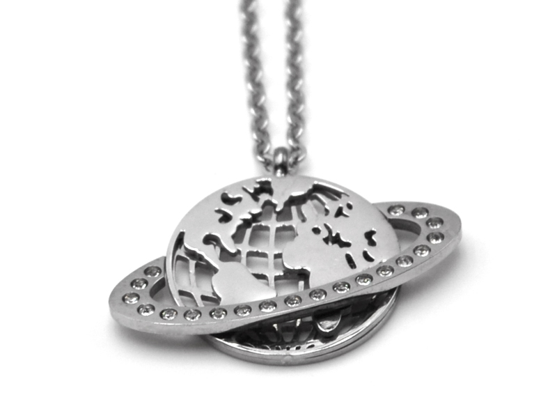 Edelstahlkette Weltkugel (45cm+5cm)