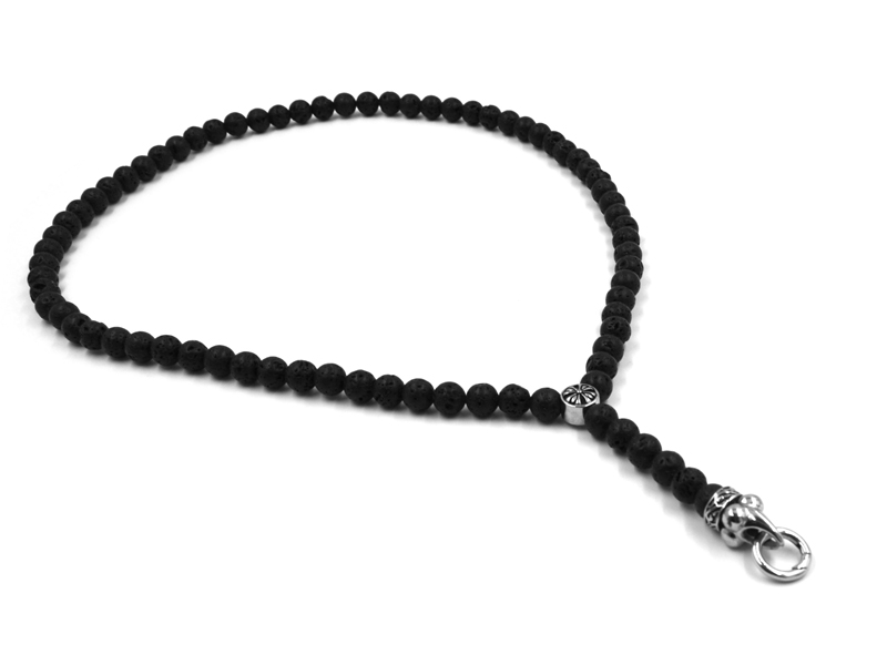 Lavakette mit Edelstahlbeads