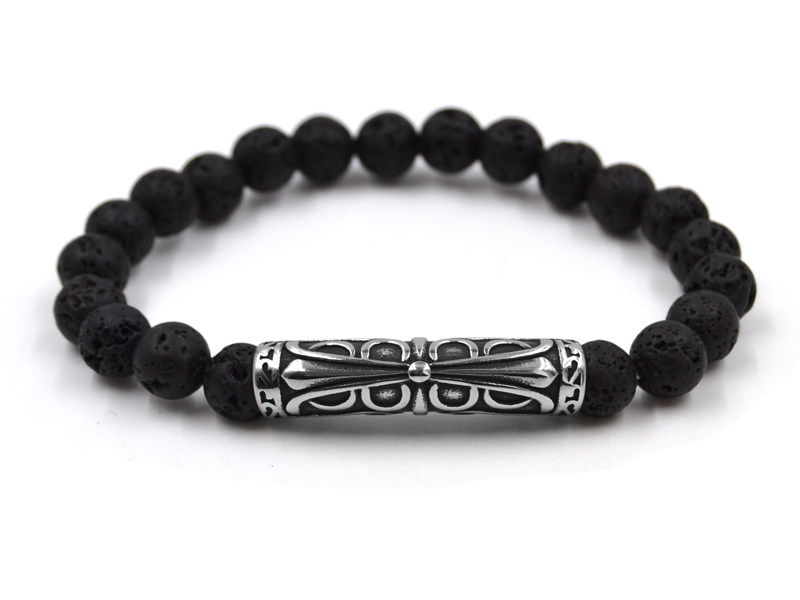 Lavarsteinarmband mit Edelstahl