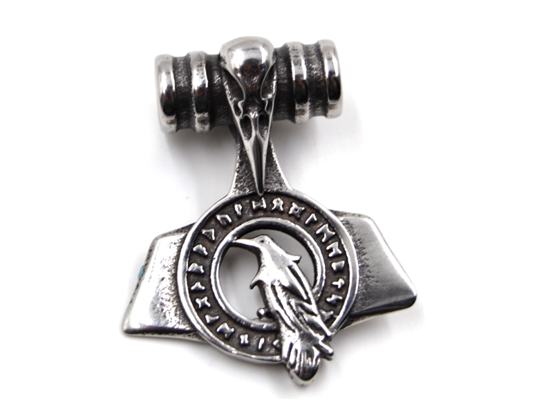 Edelstahlanhänger "Thors Hammer Rabe" (3,7x4,2cm)