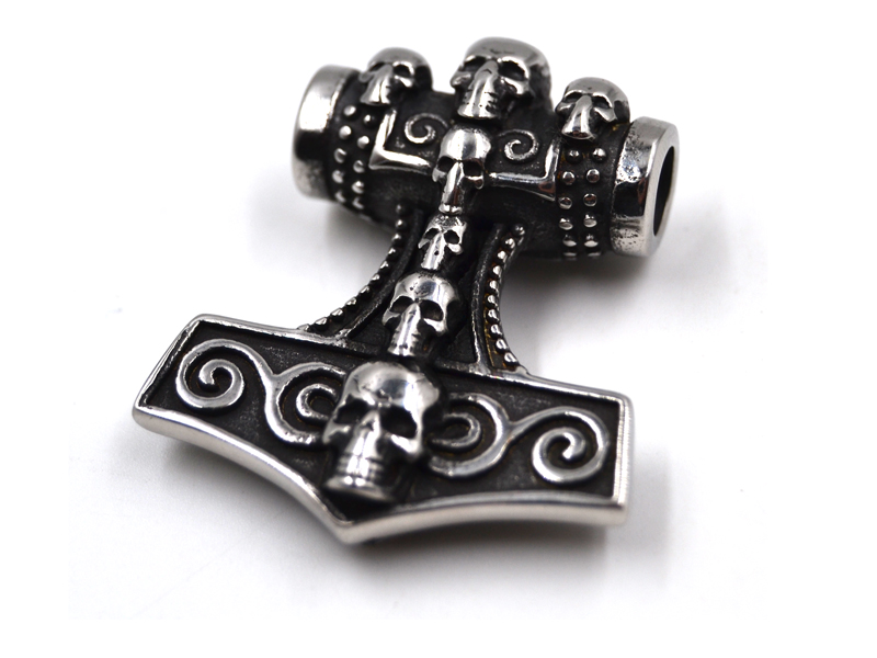 Edelstahlanhänger Thors Hammer "Skull" (3,5x4cm)