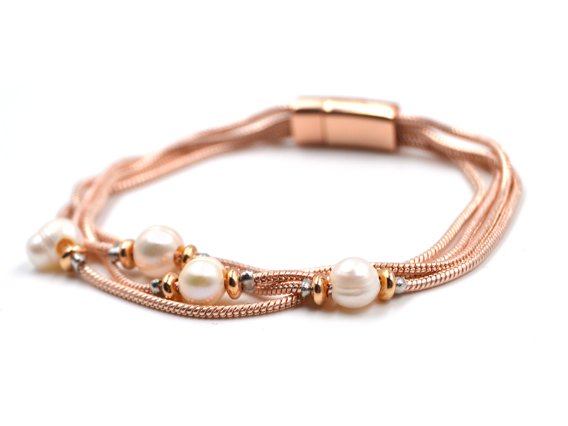 Armband rosegold mit Perlen (18,5cm)
