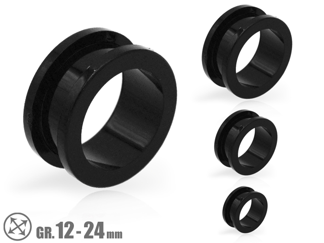 BLACK ACRYLIC FLESH TUNNELS (14,16,18,20,22,24MM)