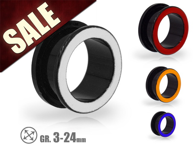BLACK ACRYLIC FLESH TUNNELS WITH ENAMEL (3-12MM)