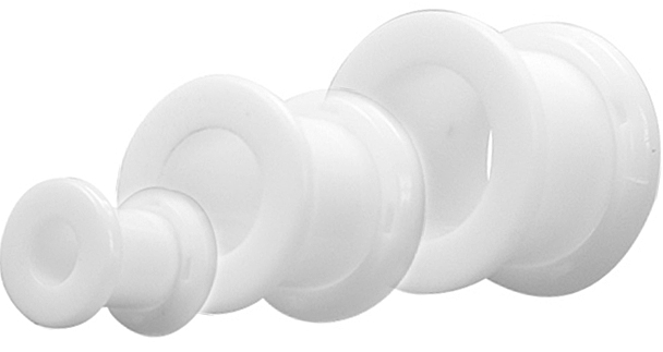 WHITE ACRYLIC FLESH TUNNELS (3 - 12MM)