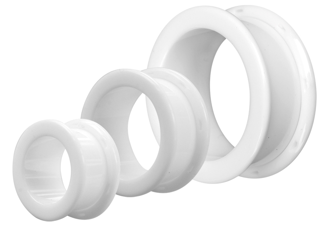 WHITE ACRYLIC FLESH TUNNELS (14,16,18,20,22,24MM)