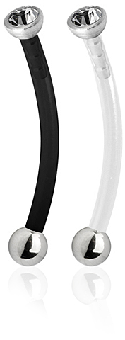 BIOPLAST INTERNAL EYEBROW STUDS W. SS316L JEWELLED BALLS