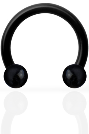 BIOPLAST MICRO CIRCULAR BARBELLS WITH BLACK STEEL BALLS