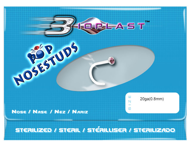 BIOPLAST POP JEWELLED NOSESTUDS (STERELIZE)