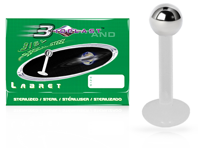 STERELIZED BIOPLAST MICRO LABRET WITH STEEL BALL