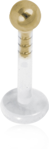 BIOPLAST LABRET WITH 18K GOLD ATTACHMENT (BALL)