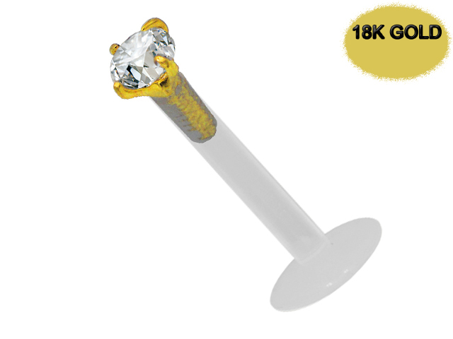 BIOPLAST LABRET WITH 18K GOLD JEWELLED ATTACHMENT