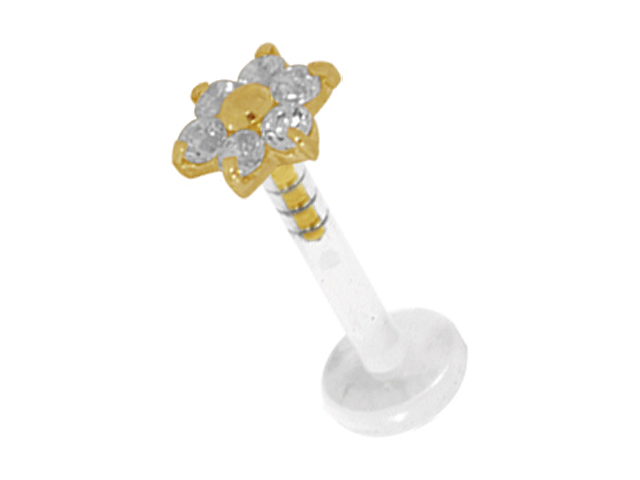 BIOPLAST LABRET WITH 18K GOLD JEWELLED ATTACHMENT