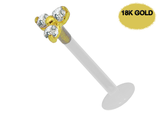 BIOPLAST LABRET WITH 18K GOLD JEWELLED ATTACHMENT