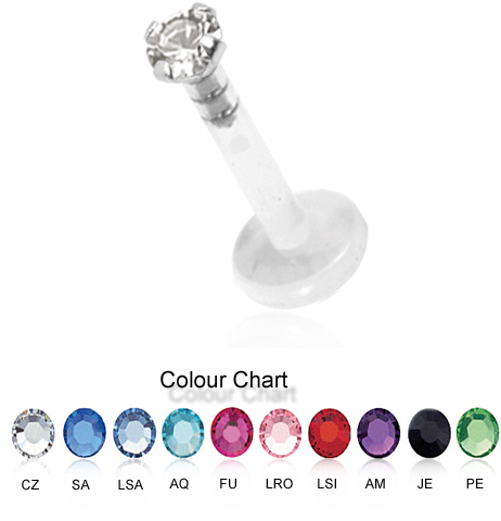 BIOPLAST LABRET WITH 2MM JEWELLED SILVER ATTACHMENT