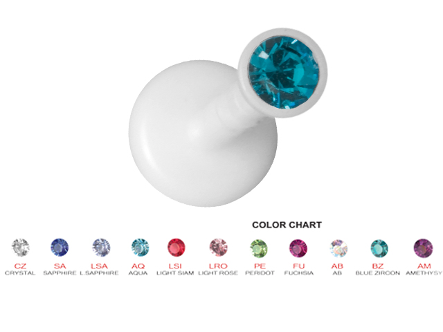 BIOPLAST LABRET WITH BIOPLAST JEWELLED  ATTACHMENT