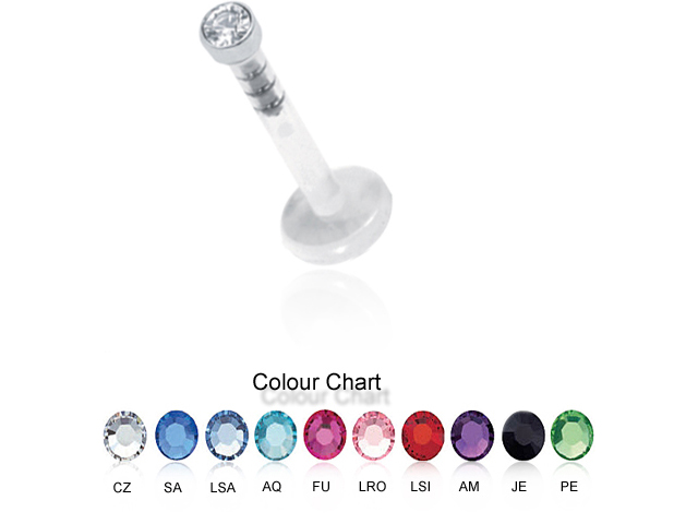 BIOPLAST LABRET WITH JEWELLED SILVER ATTACHMENT