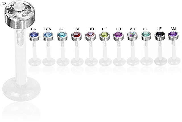 BIOPLAST LABRET WITH JEWELLED TITANIUM ATTACHMENT