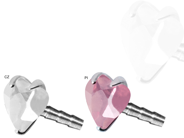 JEWELLED HEART SILVER ATT. FOR BIOPLAST INTERNAL LABRET
