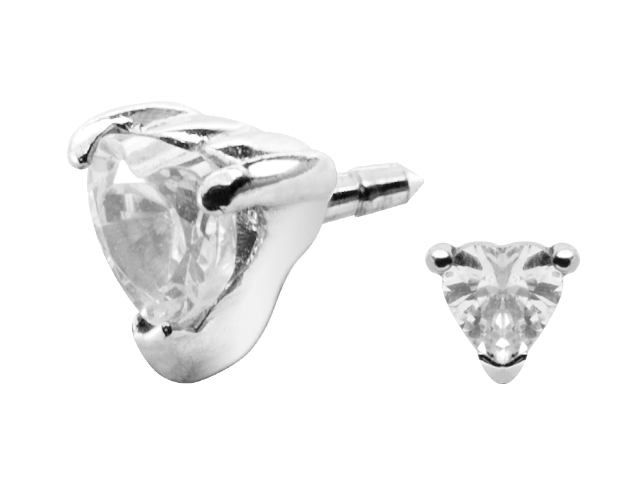 STEEL  ATT. W. PRONG SET 3MM HEART CZ FOR BIOPLAST INTERNAL LABR