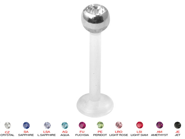 BIOPLAST MICRO LABRET WITH TITANIUM JEWELLED BALL