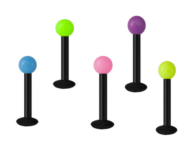 BIOPLAST MICRO LABRETS W. UV NEON BALLS