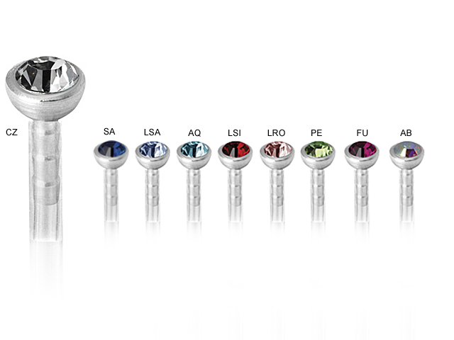 BIOPLAST NOSEBONES WITH JEWELLED TITANIUM ATTACHMENT