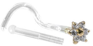 BIOPLAST NOSESTUDS WITH 18K JEWELLED GOLD ATTACHMENT