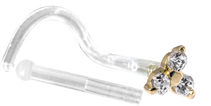 BIOPLAST NOSESTUDS WITH 18K JEWELLED GOLD ATTACHMENT