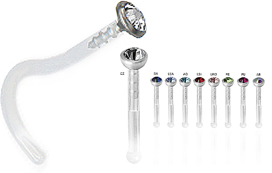 BIOPLAST NOSESTUDS WITH JEWELLED TITANIUM ATTACHMENT