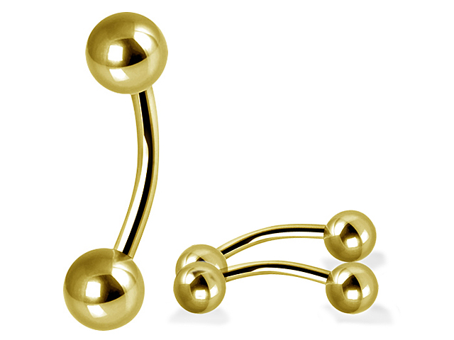 SS316L GOLD PVD STEEL BANANA BARBELLS