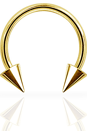 SS316L GOLD PVD STEEL CIRCULAR BARBELLS WITH SPIKES