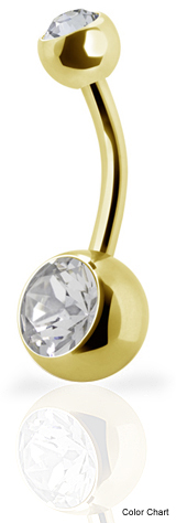 SS316L GOLD PVD STEEL DOUBLE JEWELLED BANANAS